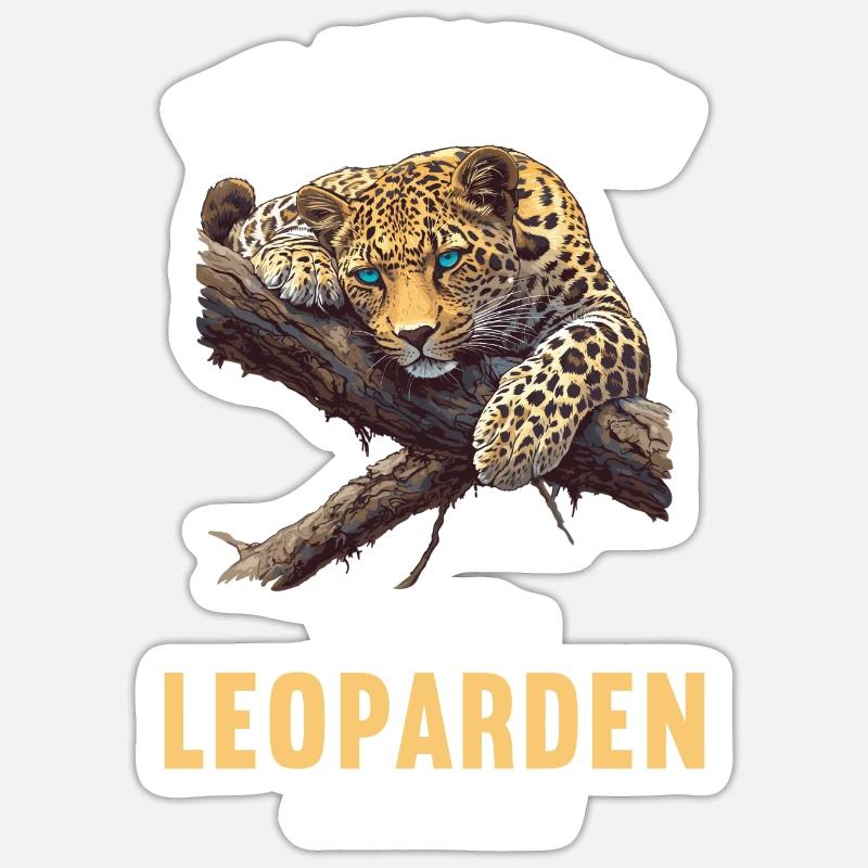 Léopard léopard - Sticker taille S (10 x 10 cm) - blanc mat