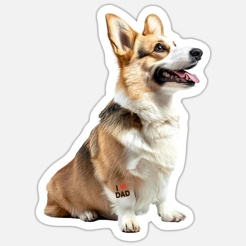 Terrier Welsh Dad - Sticker taille S (10 x 10 cm) - blanc mat