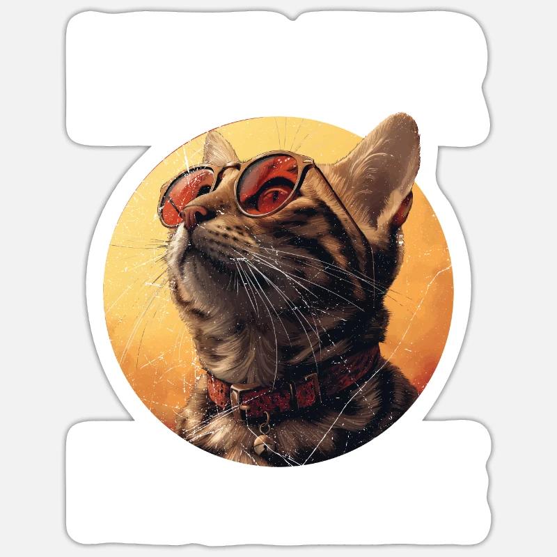 Chat du Bengale SERVITEUR D’UN CHAT DU BENGALE Drôle Sticker taille S (10 x 10 cm)
