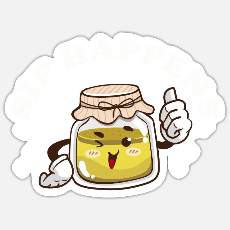 Sip Happens Kombucha Lover Fun - Sticker taille S (10 x 10 cm) - blanc mat
