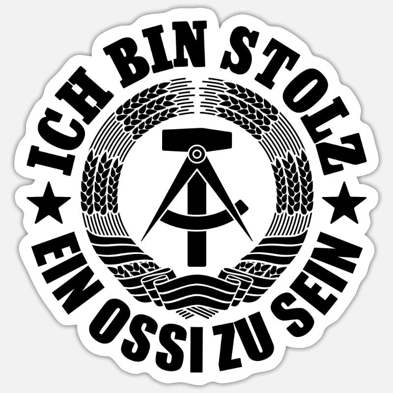 Ich bin stolz, ein Ossi zu sein, DDR, Geschenk Sticker Größe S (10 x 10 cm)