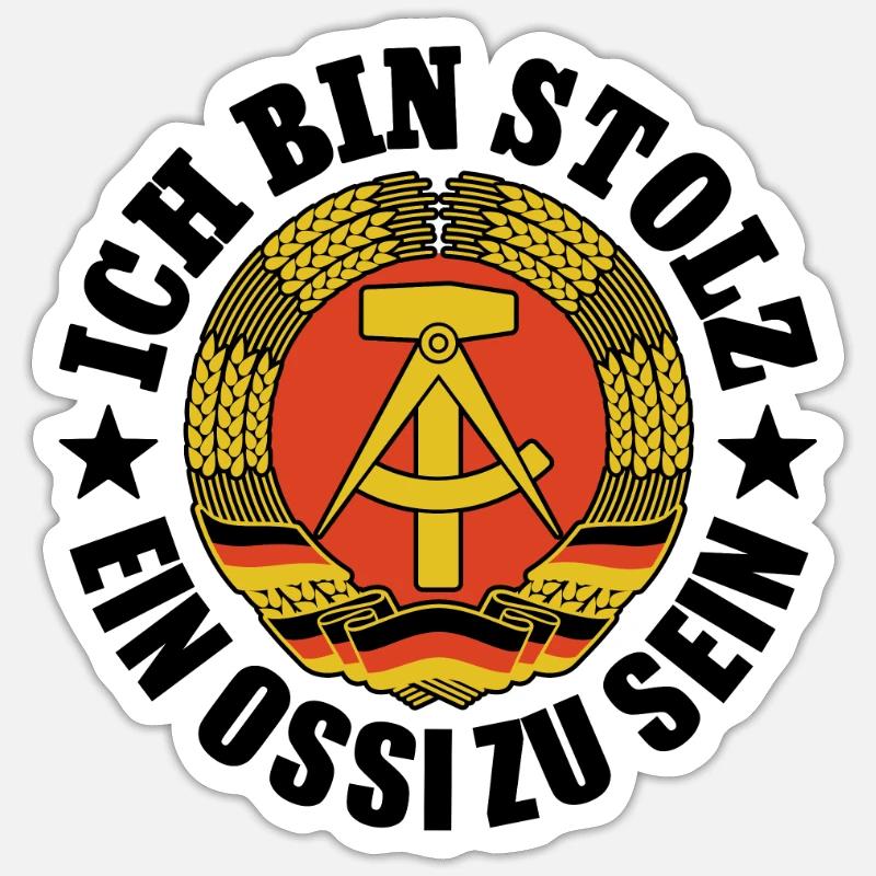 Ich bin stolz, ein Ossi zu sein, DDR, Geschenk Sticker Größe S (10 x 10 cm)