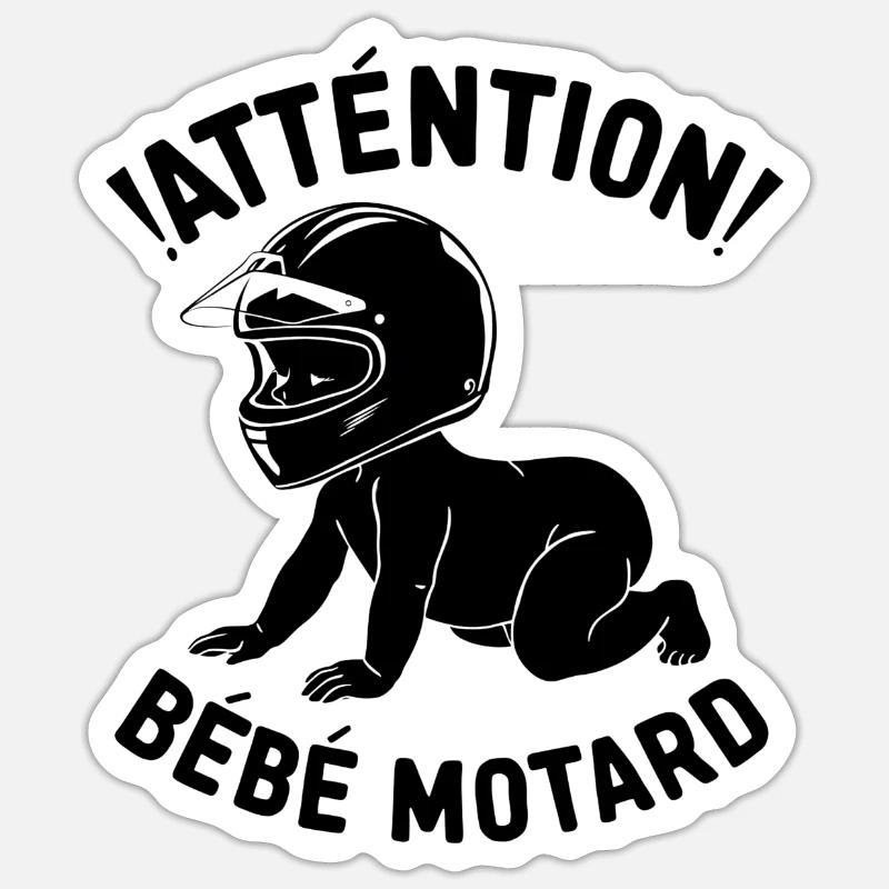 Bébé motard - Sticker taille S (10 x 10 cm) - blanc mat