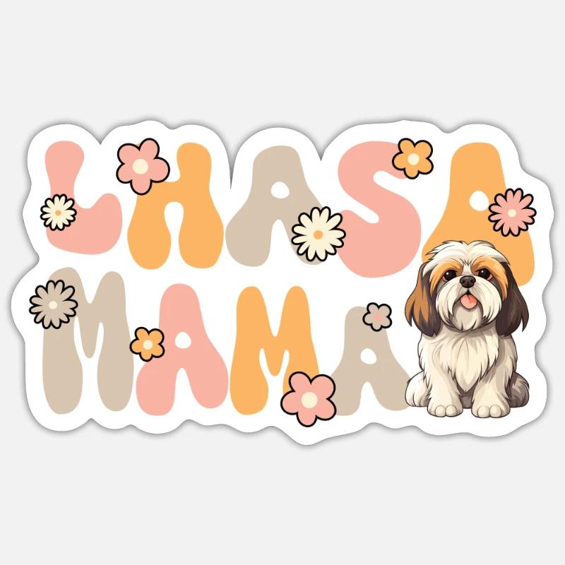 Lhasa Apso Groovy Lhasa Mama Sticker size S (10 x 10 cm)