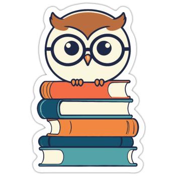 Bücher Eule Eulen Liebhaber Leseratte Illustration - Sticker Größe S (10 x 10 cm) - Mattweiß - Vorne