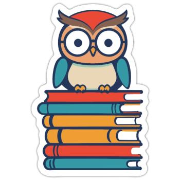 Books Owl Cute Bookworm Bookworm Bookworm - Sticker size S (10 x 10 cm) - white matte - Front