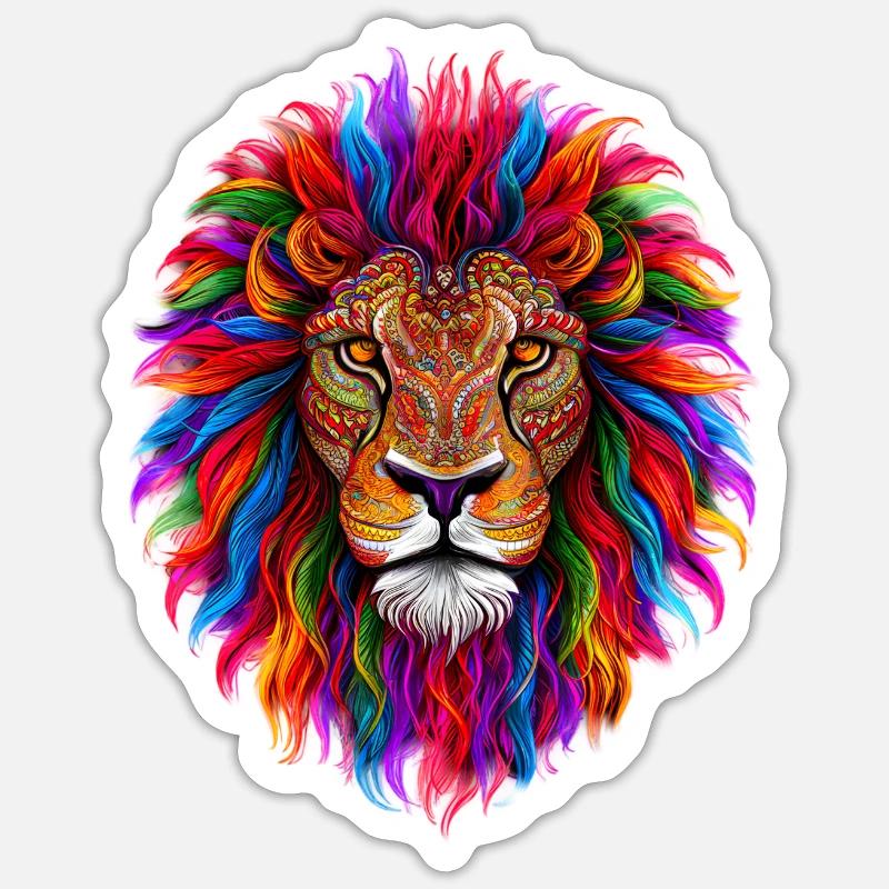Psychedelischer Löwe Sticker Größe S (10 x 10 cm)