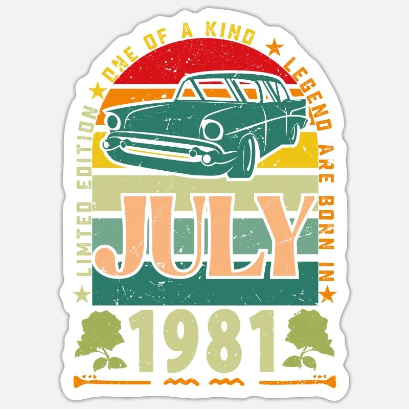 Geburtstagsgeschenk Juli 1981. Sticker Größe S (10 x 10 cm)