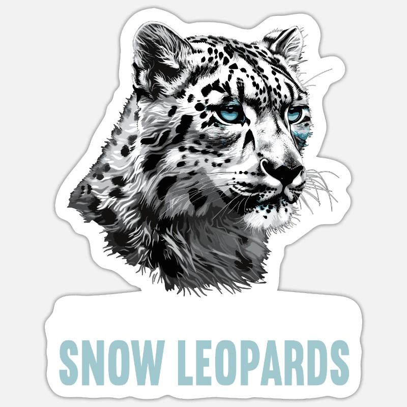 Snow Leopard Schneeleoparden Schneeleopard - Sticker Größe S (10 x 10 cm) - Mattweiß