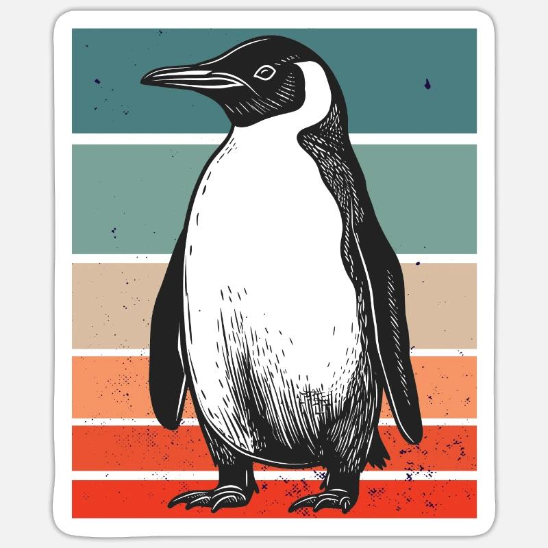 Pinguin Retro - Sticker Größe S (10 x 10 cm) - Mattweiß