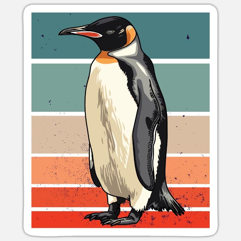 Penguin Retro - Sticker Größe S (10 x 10 cm) - Mattweiß
