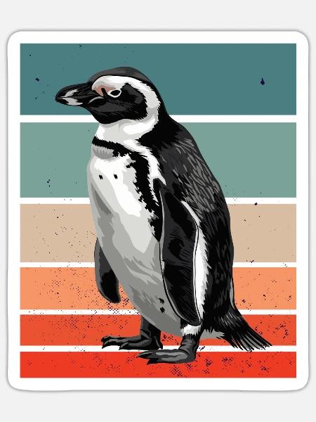 Penguin Retro - Sticker Größe S (10 x 10 cm) - Mattweiß