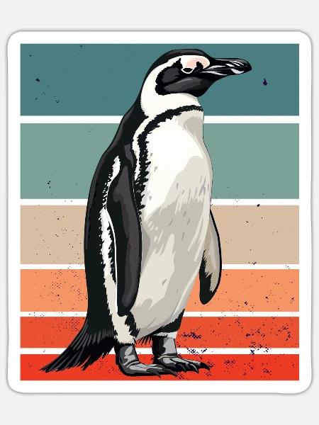 Penguin Retro - Sticker Größe S (10 x 10 cm) - Mattweiß
