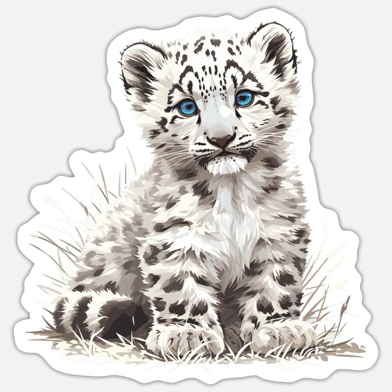 Snow Leopard Schneeleoparden Schneeleopard - Sticker size S (10 x 10 cm) - white matte