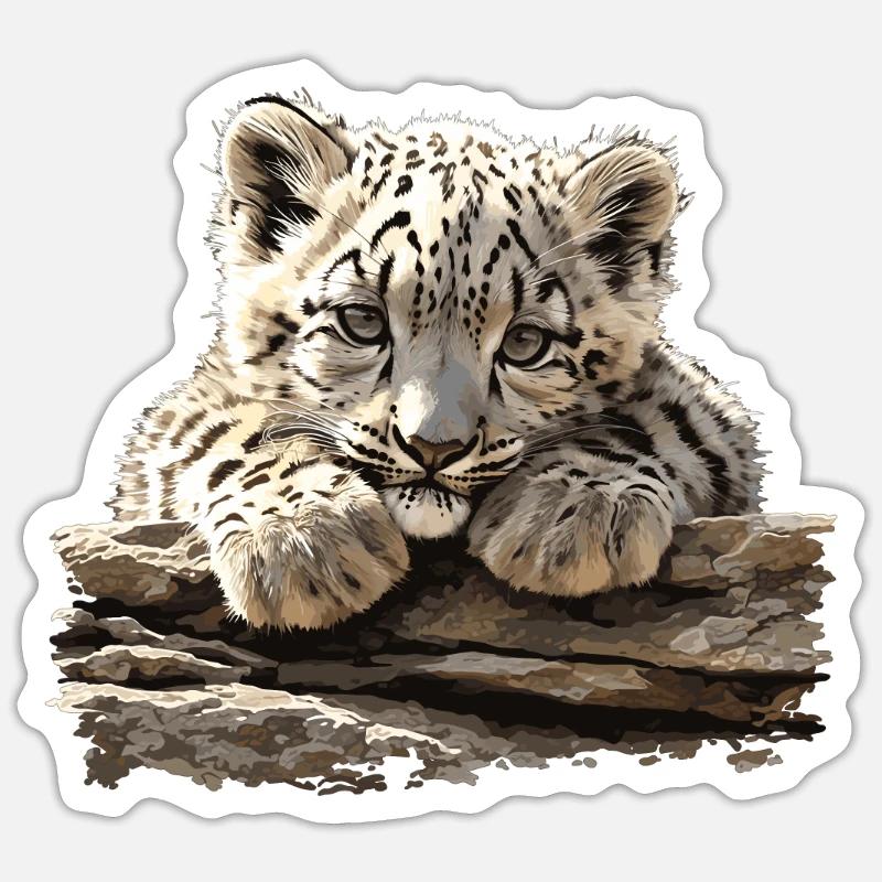 Snow Leopard Schneeleoparden Schneeleopard - Sticker size S (10 x 10 cm) - white matte