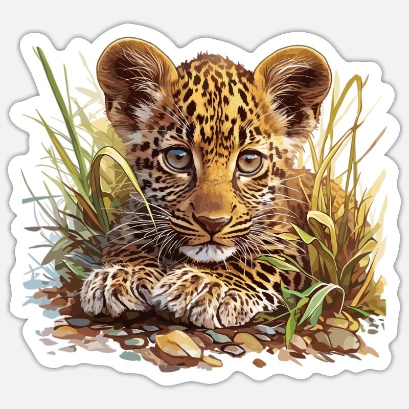 Léopard léopard - Sticker taille S (10 x 10 cm) - blanc mat