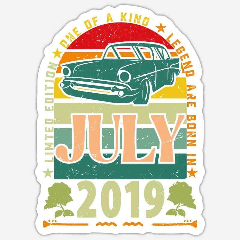 Geburtstagsgeschenk Juli 2019. Sticker Größe S (10 x 10 cm)