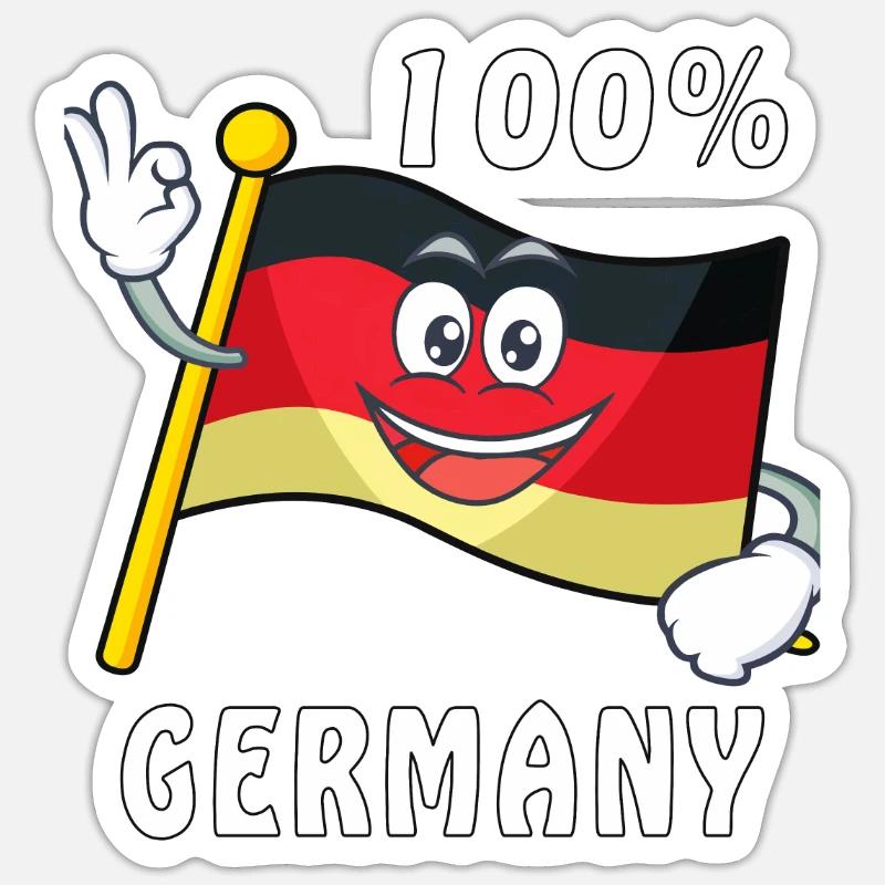 GERMANY 100% FLAGGE - Sticker Größe S (10 x 10 cm) - Mattweiß