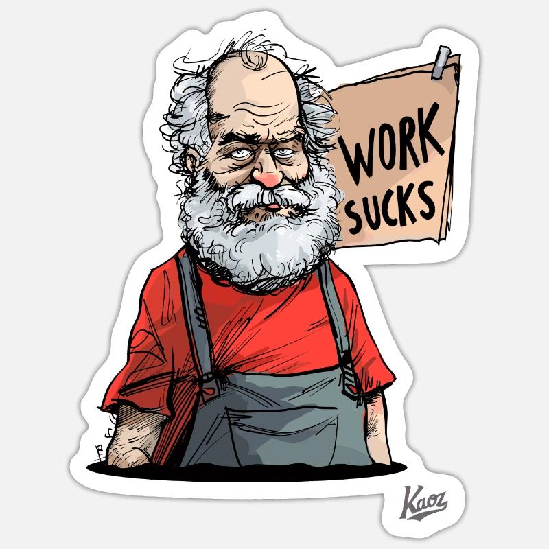 Old craftsman: Work sucks! - Sticker size S (10 x 10 cm) - white matte