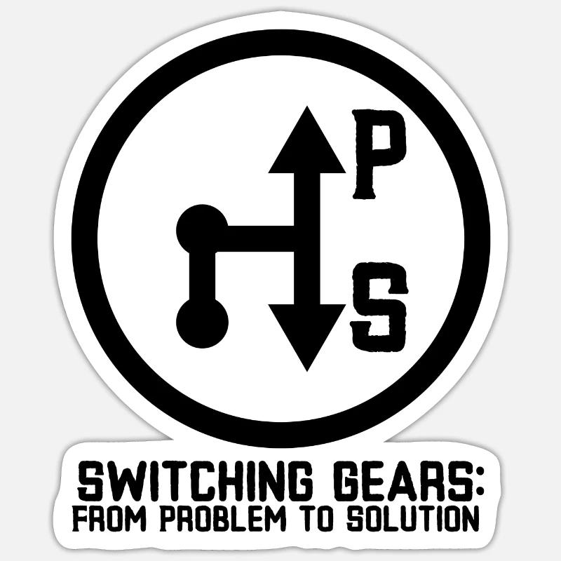 Switching Gears: From Problem to Solution Sticker size S (10 x 10 cm)