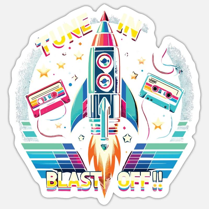 Rakete - Sticker Größe S (10 x 10 cm) - Mattweiß