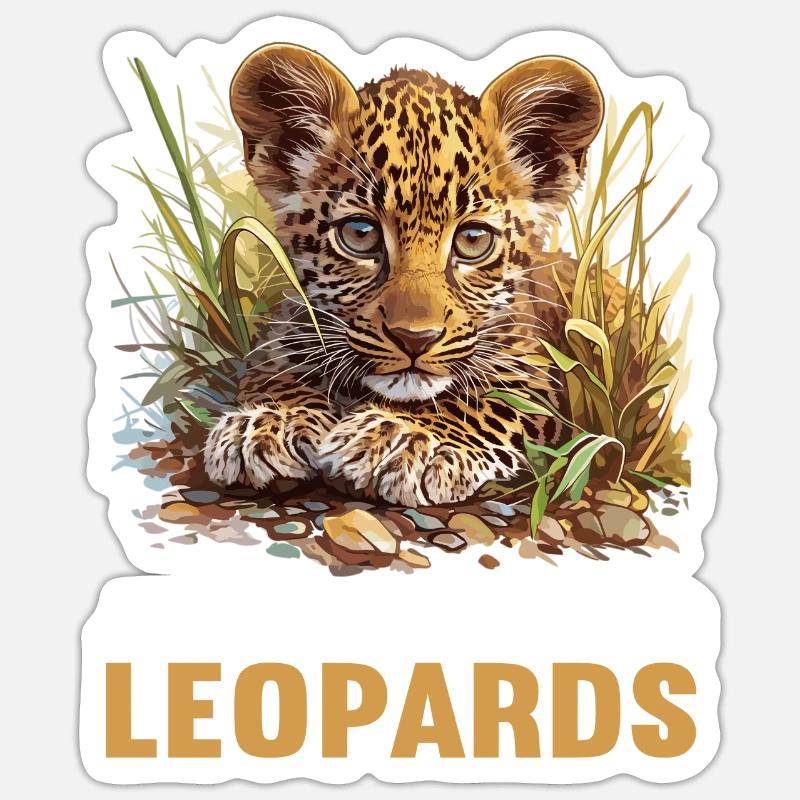 Léopard léopard - Sticker taille S (10 x 10 cm) - blanc mat