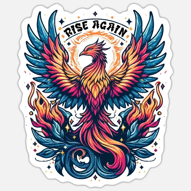 Phönix - Erhebe dich erneut. Vogel, Phönixflammen, Sticker Größe S (10 x 10 cm)