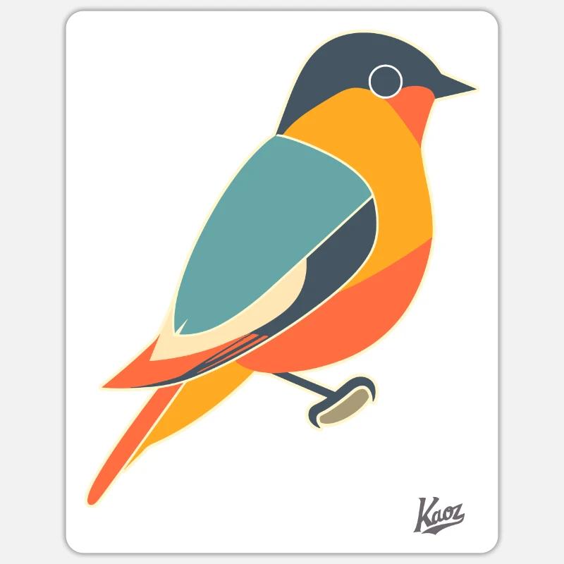 Cooler bunter Vogel - Sticker Größe S (10 x 10 cm) - Mattweiß