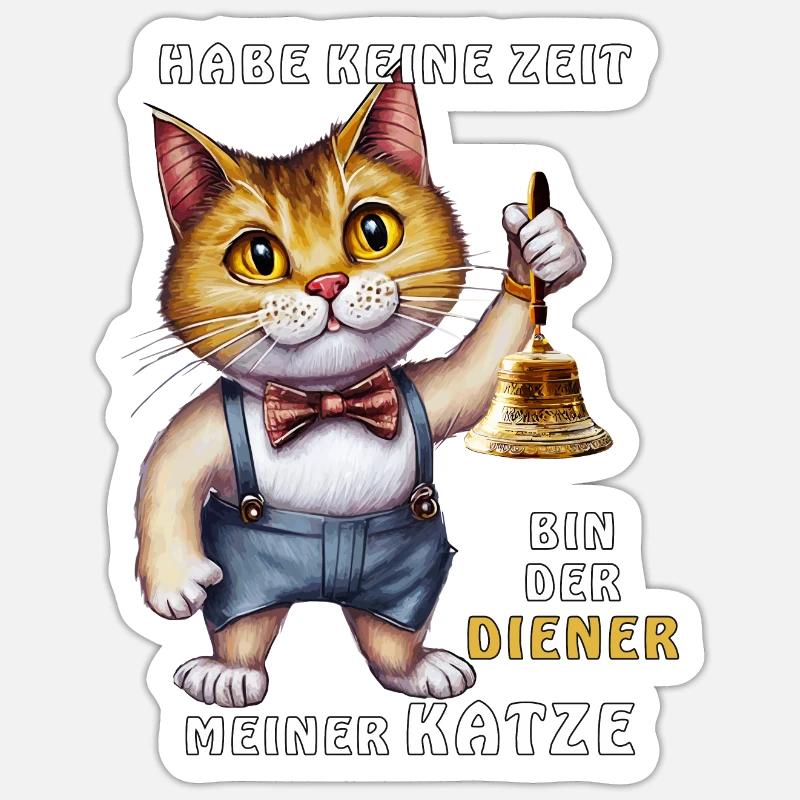 SERVITEUR DE MON CHAT - Sticker taille S (10 x 10 cm) - blanc mat