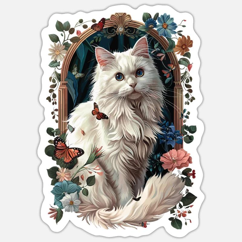 Turkish Angora Cat - Sticker size S (10 x 10 cm) - white matte