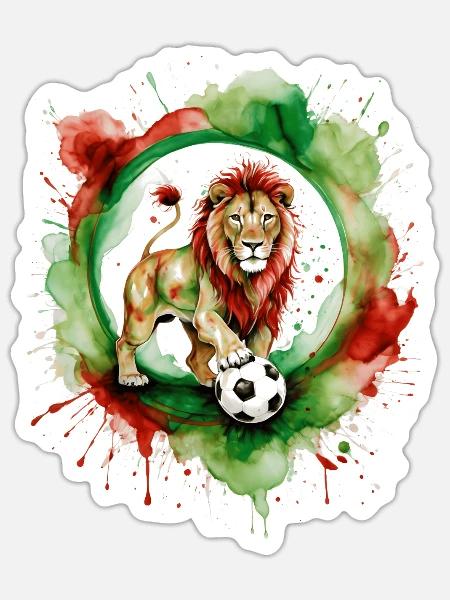 Löwe Fußball Bunt Italien Tier Design Print - Sticker Größe S (10 x 10 cm) - Mattweiß