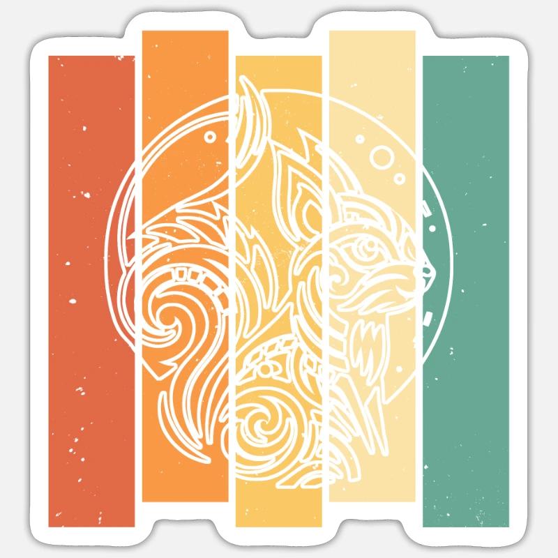Phases de lune tribale écureuil - Sticker taille S (10 x 10 cm) - blanc mat