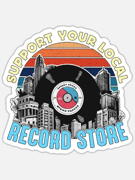Vinyl Records Support Your Local Record Collector - Sticker Größe S (10 x 10 cm) - Mattweiß