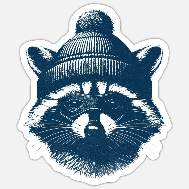 Räuber Waschbär - Sticker Größe S (10 x 10 cm) - Mattweiß