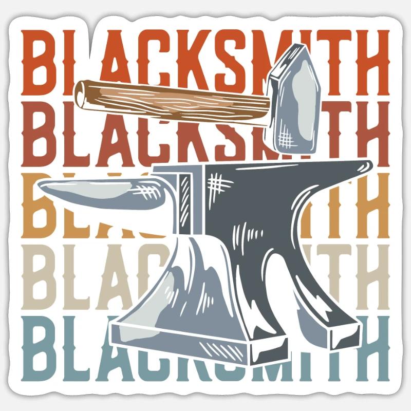 Blacksmith metalworker - Sticker size S (10 x 10 cm) - white matte