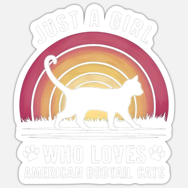 Katze American Bobtail Geschenk - Sticker Größe S (10 x 10 cm) - Mattweiß