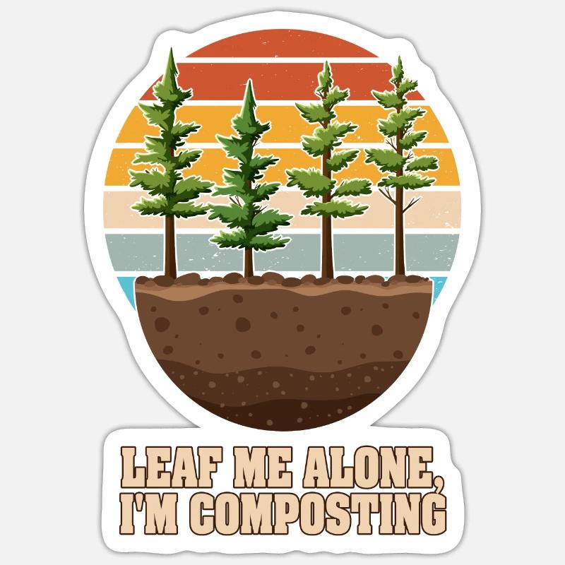Feuille-moi seul je composte - Sticker taille S (10 x 10 cm) - blanc mat