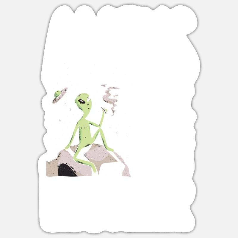 Funny Alien Alien Gift - Sticker size S (10 x 10 cm) - white matte