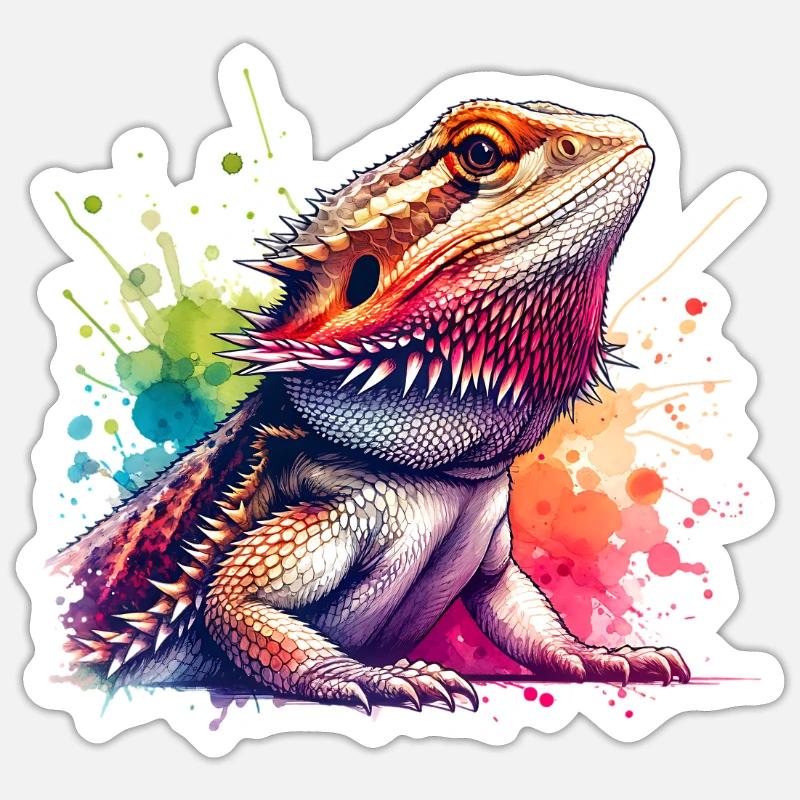 Bartagame Bartagamen Bearded Dragon - Sticker Größe S (10 x 10 cm) - Mattweiß