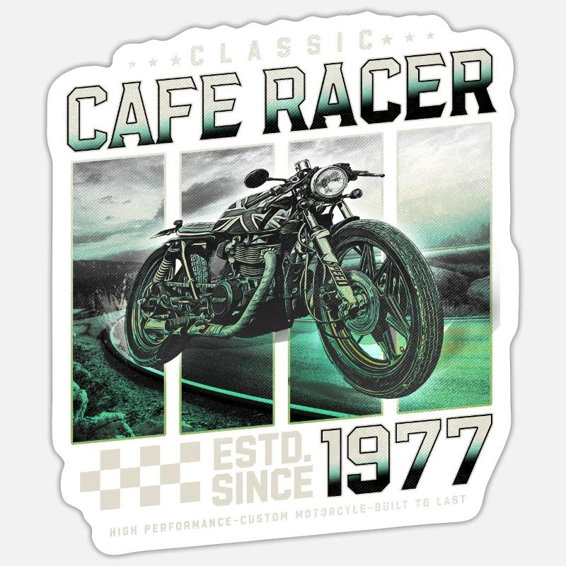 Cafe Racer built in 1977 - Sticker size S (10 x 10 cm) - white matte