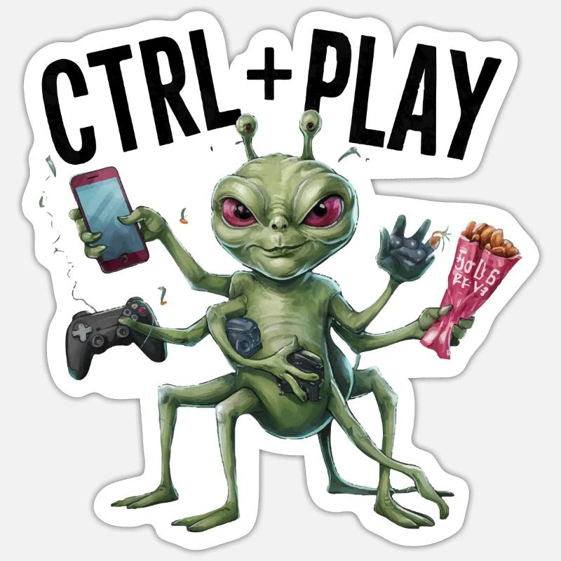 JEU, JEU CTRL - Sticker taille S (10 x 10 cm) - blanc mat