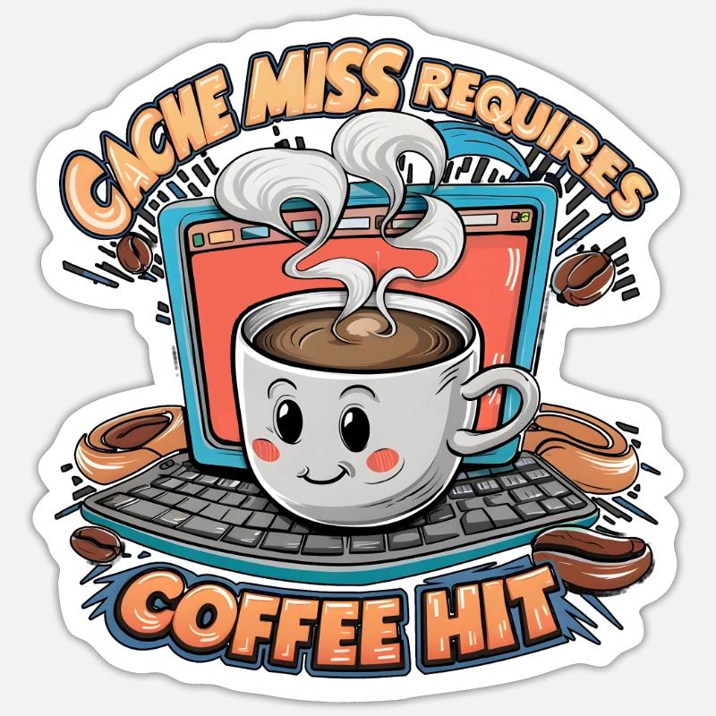 Coffee Hit Cache Miss - Sticker size S (10 x 10 cm) - white matte