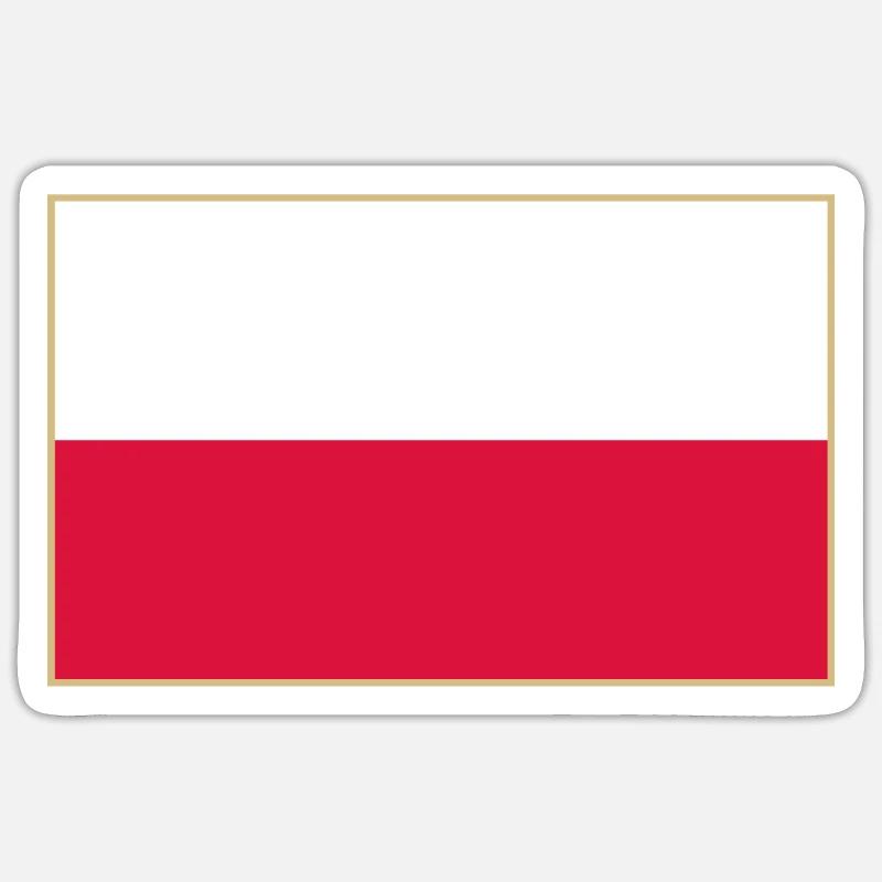 Pologne, drapeau polonais - Sticker taille S (10 x 10 cm) - blanc mat