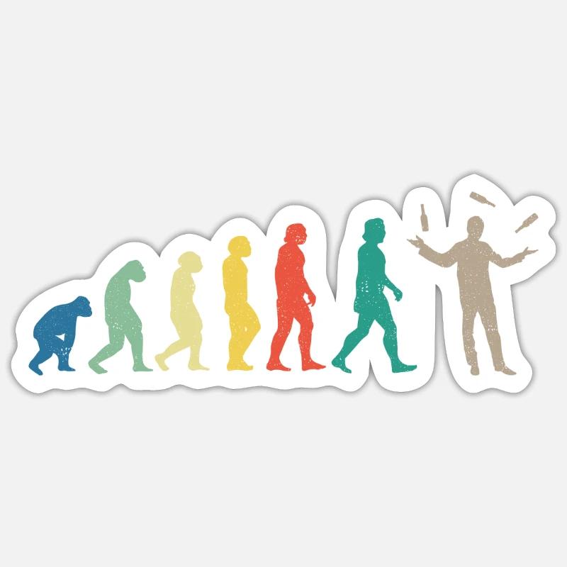 Bartender Mixologist Evolution - Sticker Größe S (10 x 10 cm) - Mattweiß