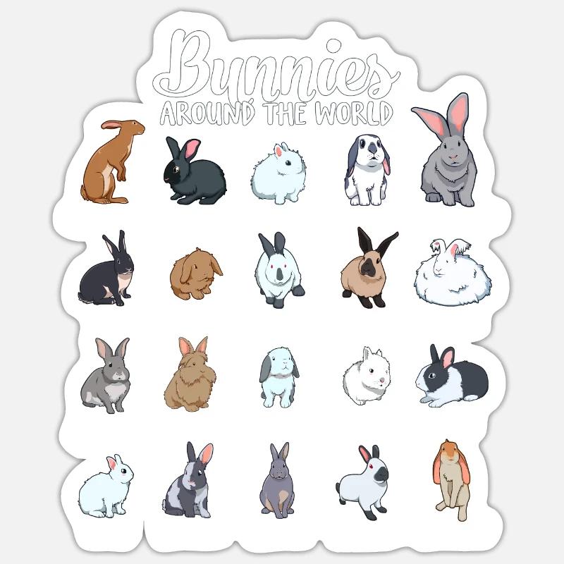 Hasen der Welt - Hase - Sticker Größe S (10 x 10 cm) - Mattweiß