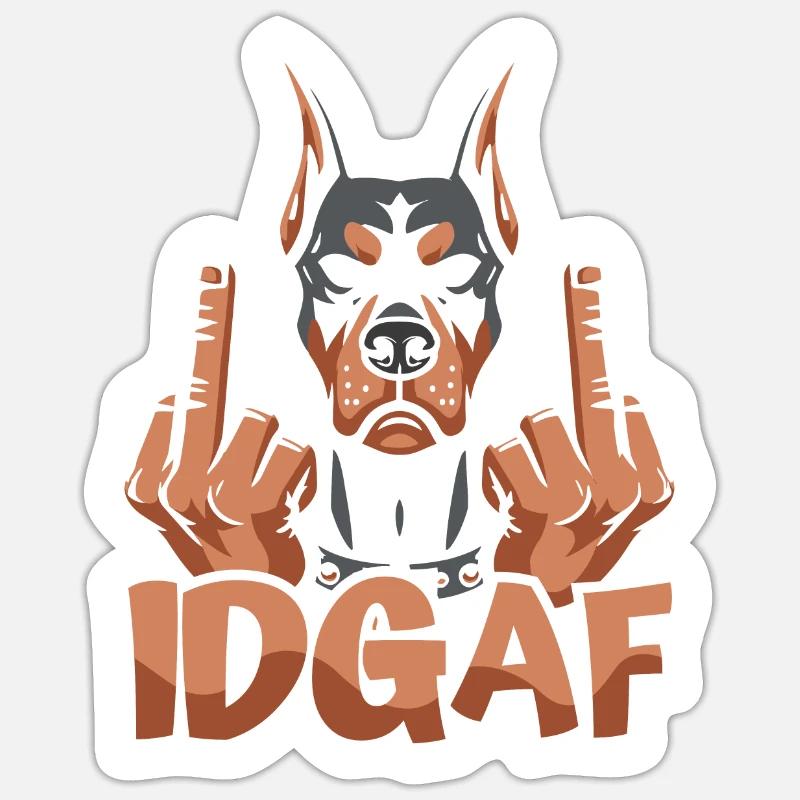 Dobermann Idgaf - Sticker Größe S (10 x 10 cm) - Mattweiß