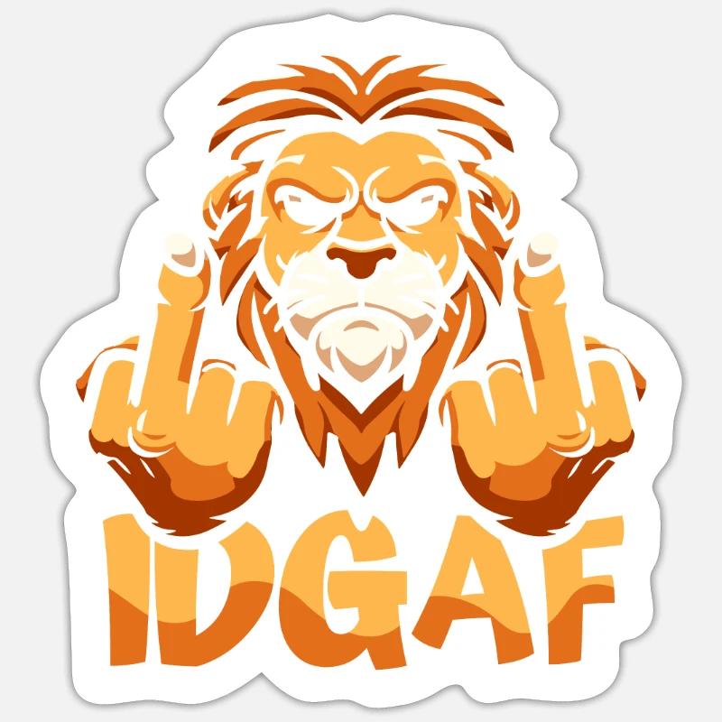 Leo Idgaf - Sticker taille S (10 x 10 cm) - blanc mat