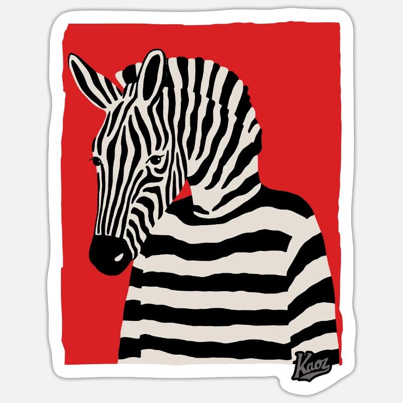 Bande dessinée Art de la bande dessinée d’un zèbre avec pull Sticker taille S (10 x 10 cm)