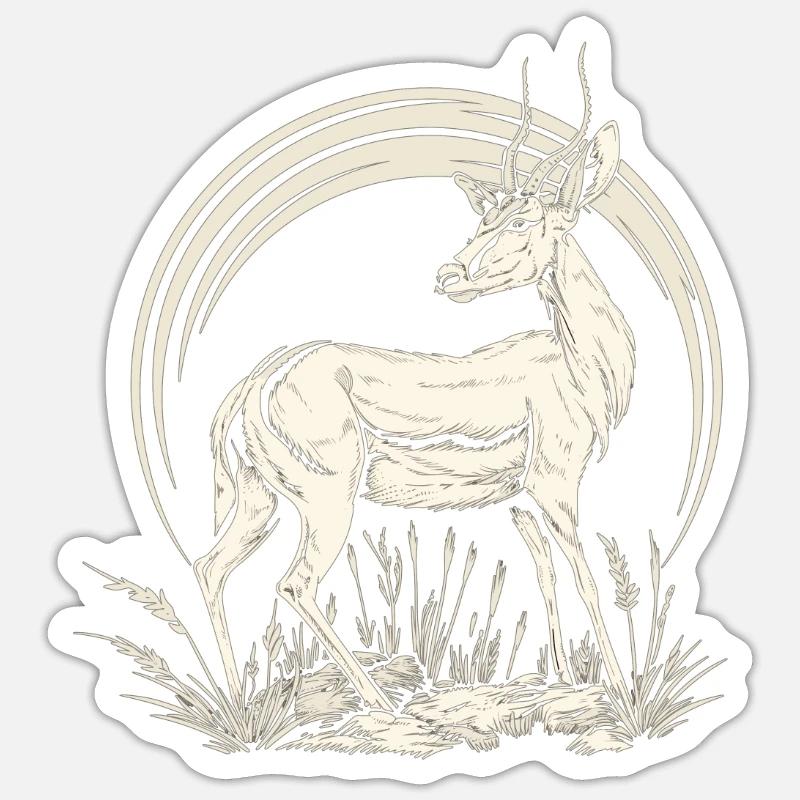 Antelope Antilopen Antilope - Sticker Größe S (10 x 10 cm) - Mattweiß