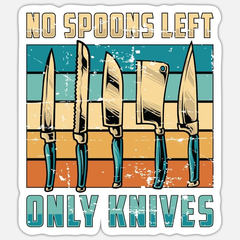 Blade Forging No Spoons Left Knife Making Retro Sticker Größe S (10 x 10 cm)
